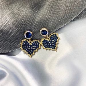 Beautiful Blue Drop Heart Shape Earrings